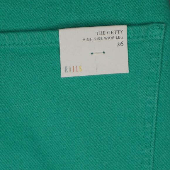 New Rails The Getty High Rise Wide Leg Jeans in Emerald Green Size 26 - Picture 12 of 16